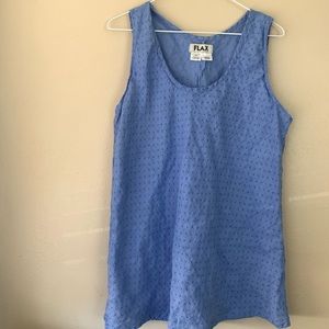 Blue patterned flax tank